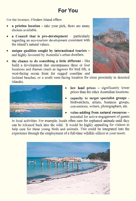 Page 1 of the Flinders Island eco opportunity